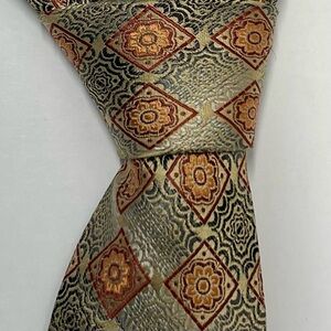 Burmas Bibas Men’s 100% Silk Necktie Designer Geometric Design